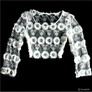 FOR LOVE & LEMONS White Lace Mesh Crop Top XXS XXSP